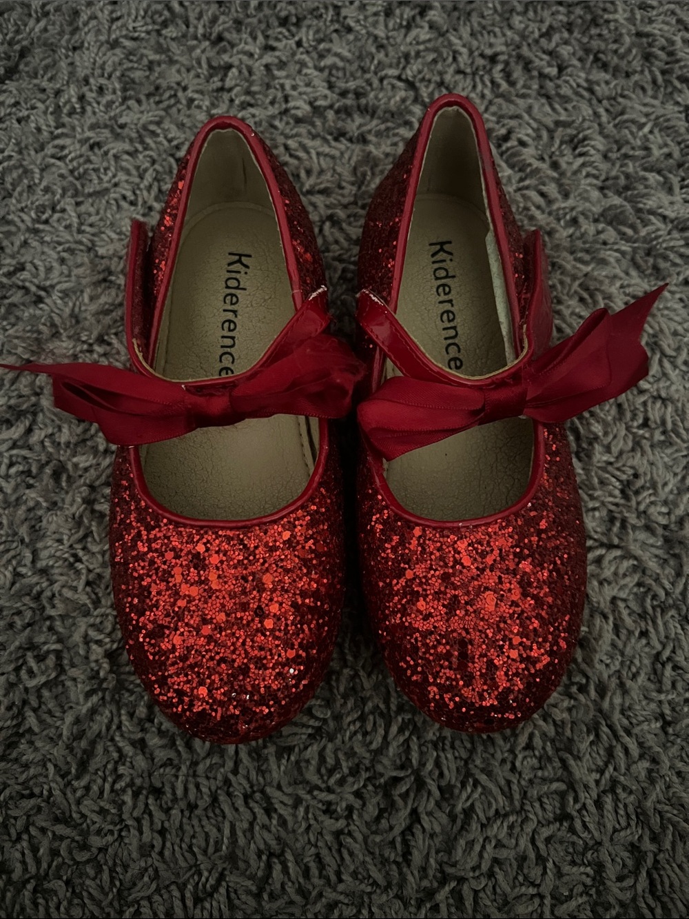 Red Glitter Bow Mary Jane Dress Shoes for Kids